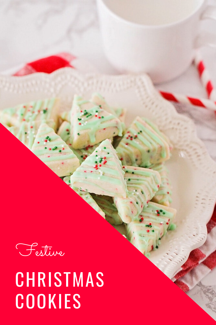 Shortbread Cookies are sweet and buttery and melt in your mouth! These Shortbread Christmas Cookies are easy to make and only require a few simple ingredients! Decorated to look like Christmas trees, this delicious cookies are simple and easy to make during the holiday season. They're perfect to share at your Christmas party with friends and neighbors. via @somewhatsimple