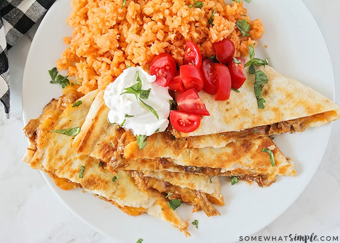 a plate of Pork Quesadillas