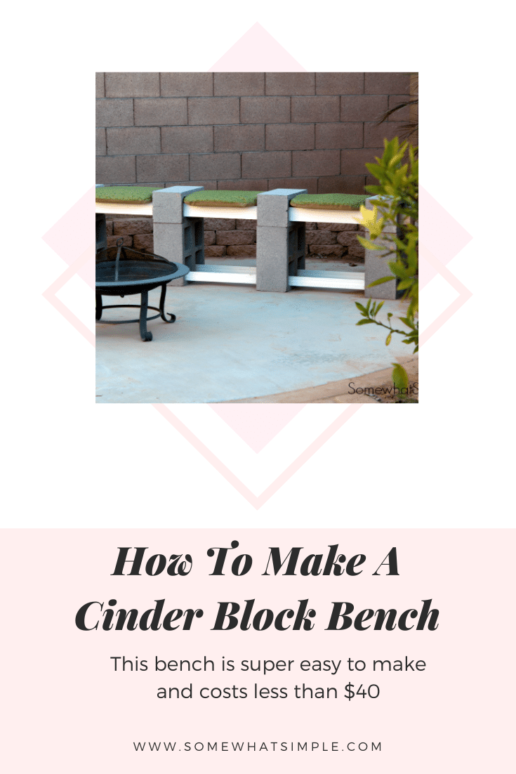 This easy tutorial will show you how to make a cinder block bench in 20 minutes for less than $30! With easy step by step instructions, you