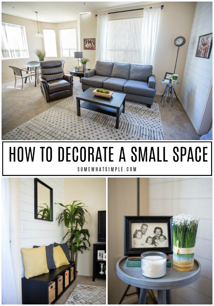 A small space doesn't have to be cramped and crowded! Even the smallest apartments can be cozy, inviting and functional with these 10 apartment decorating tips and tricks! #smallspaces #apartmentdecor #apartmentdecorating #howtodecorate #design  via @somewhatsimple