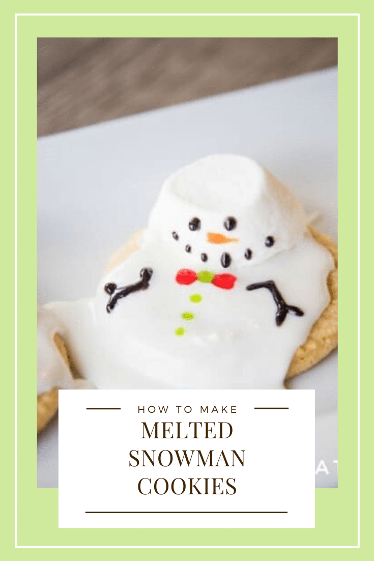 These melted snowman cookies are an easy winter treat your kids, coworkers, or party guests will LOVE!  These are some of my favorite cookies to make during the Christmas season. Made with sugar cookies and decorated to look like snowmen melting in the sun, these cookies will be a hit all winter long. via @somewhatsimple