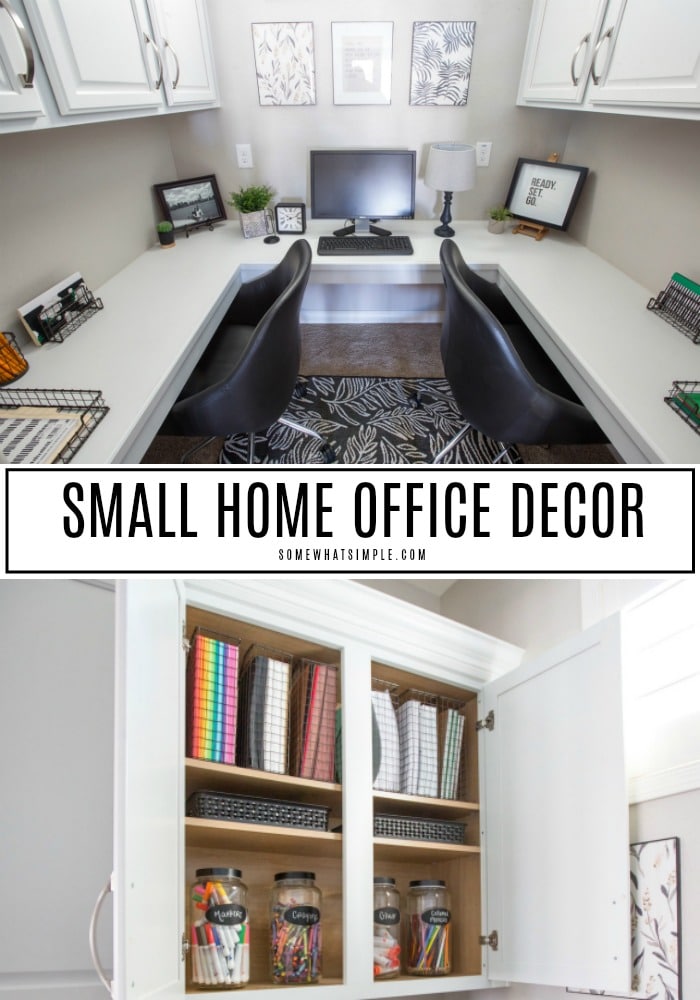 Functional, Comfy, And Free Of Clutter - Take A Look At Our Small Office Space! It's The Perfect Place For Homework, School Projects, And Late-Night Study Sessions!....(Now I Just Have To Convince My Teenagers To Put It To Good Use!) #homeoffice #pocketoffice #decor #homestudy #officesupplyorganization via @somewhatsimple