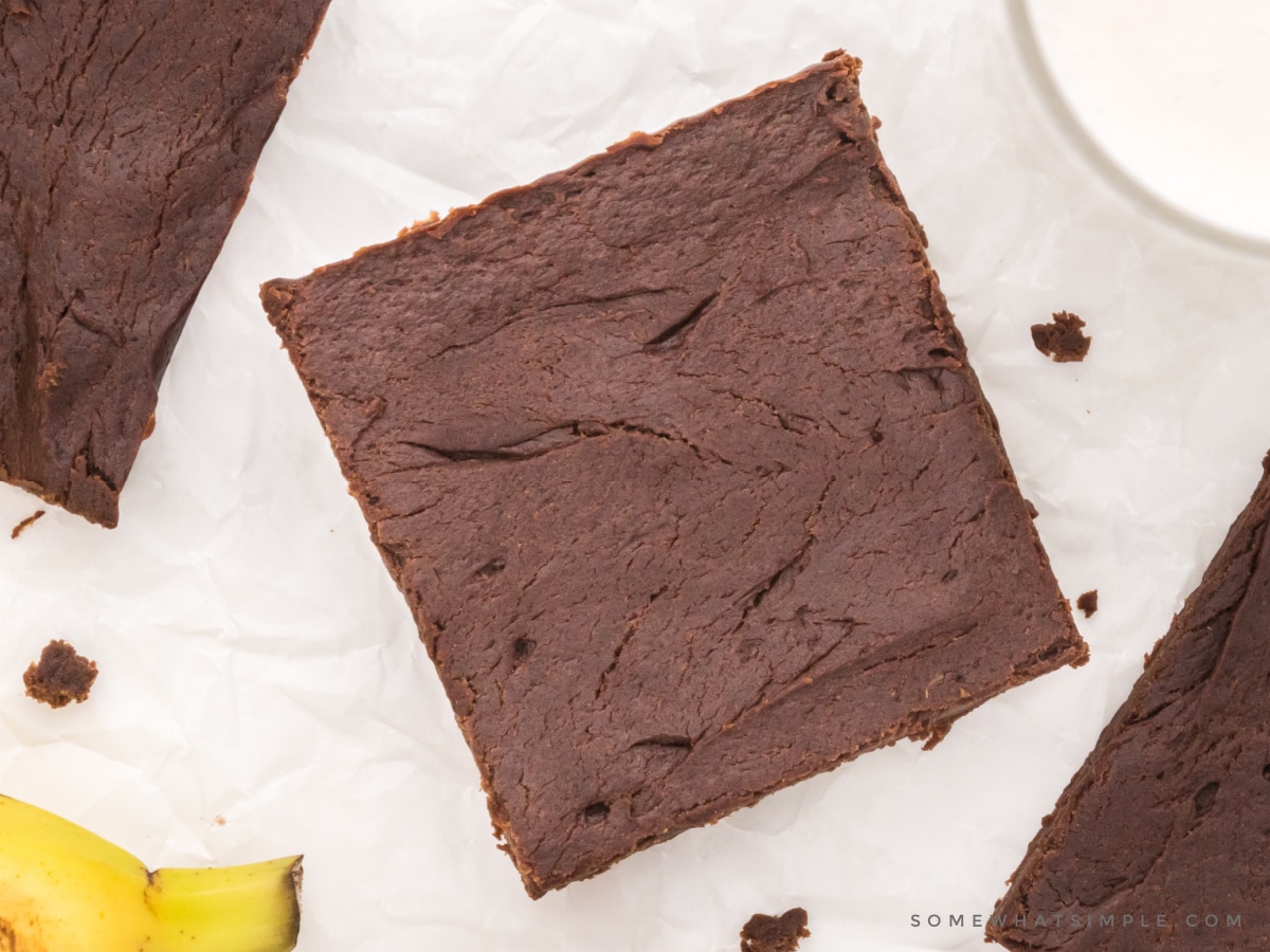 square protein brownie cooling out of the pan