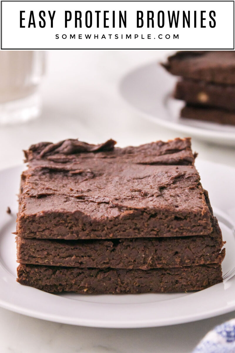 close up of a stack of protein brownies