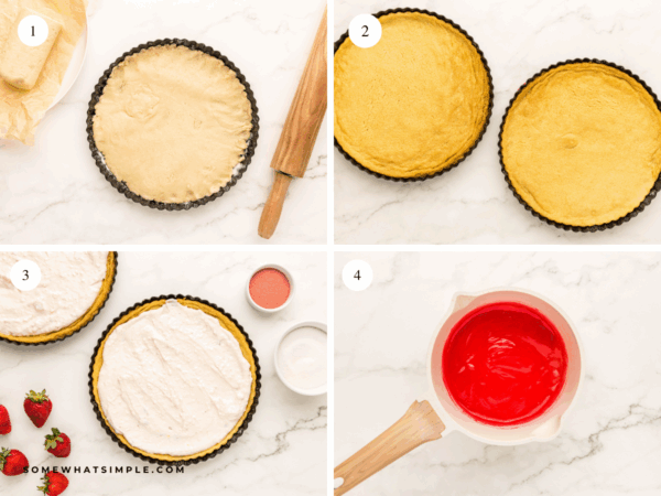 Directions showing how to make a Strawberry Cheesecake Tart