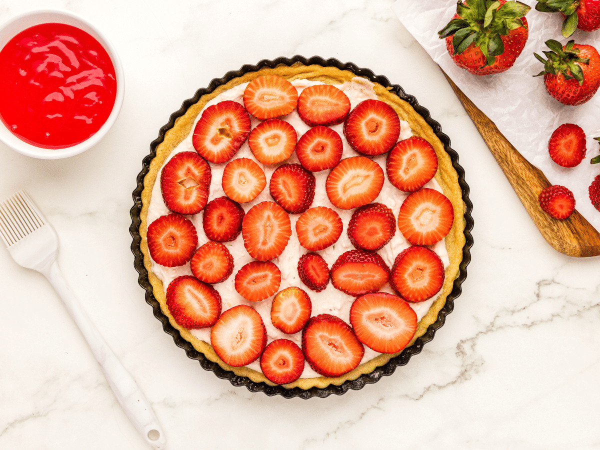 overhead shot of a Strawberry Cheesecake Tart