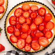 overhead close up of a Strawberry Cheesecake Tart