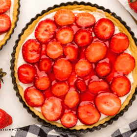 overhead close up of a Strawberry Cheesecake Tart