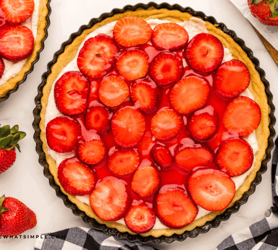 overhead close up of a Strawberry Cheesecake Tart