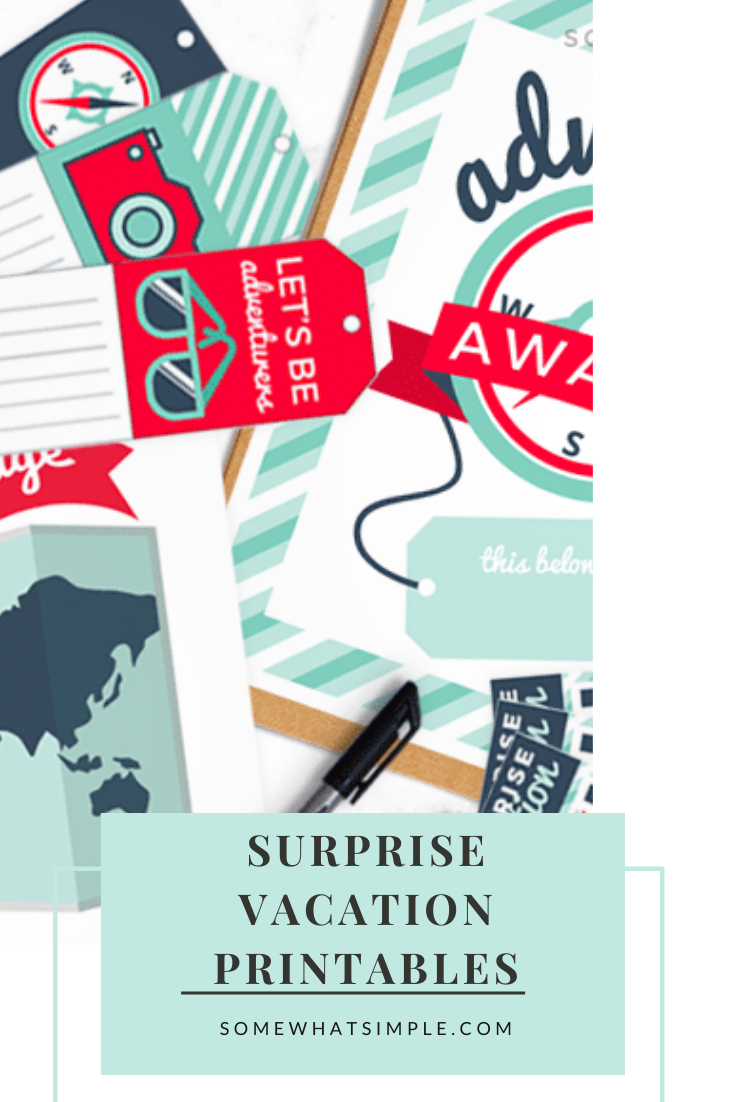 Looking to gift someone with a surprise vacation? Then we've got the perfect printables to help you make the surprise vacation reveal even more special! This easy gift idea is perfect for Christmas, a birthday, anniversary or any other special occasion. via @somewhatsimple