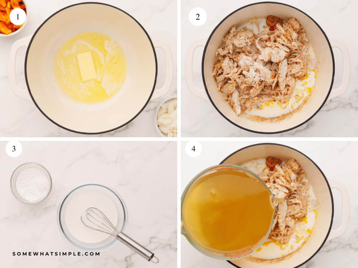 Directions showing how to make Turkey Corn Chowder