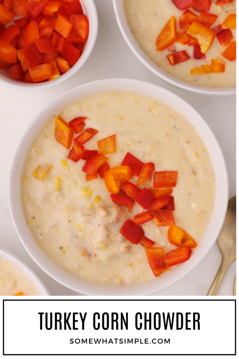 Turkey Corn Chowder with text overlay