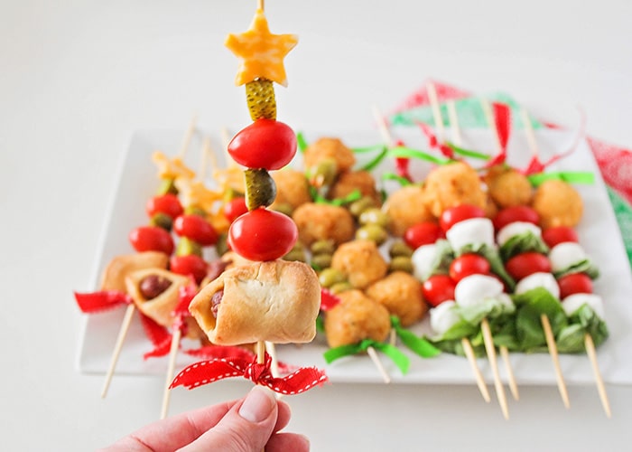 These festive and delicious antipasto skewers are so quick and easy to make, and sure to be the star of your holiday party!