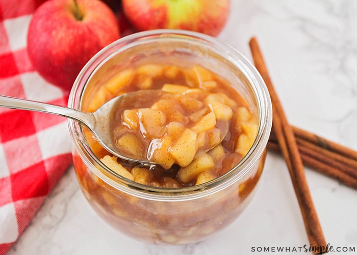 cinnamon apples recipe in a clear jar