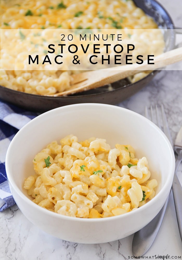 This easy homemade macaroni and cheese recipe is ready in no time! This recipe is creamy, delicious, and takes only minutes to make! This mac & cheese recipe is perfect for a busy night when you don't have a lot of time to spend cooking #easymacaroniandcheeserecipe #stovetopmacandcheese #homemademacandcheese #howtomakehomemademacandcheese #macaroniandcheese via @somewhatsimple