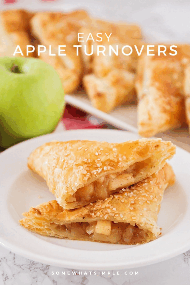 long image of plated Apple Turnovers