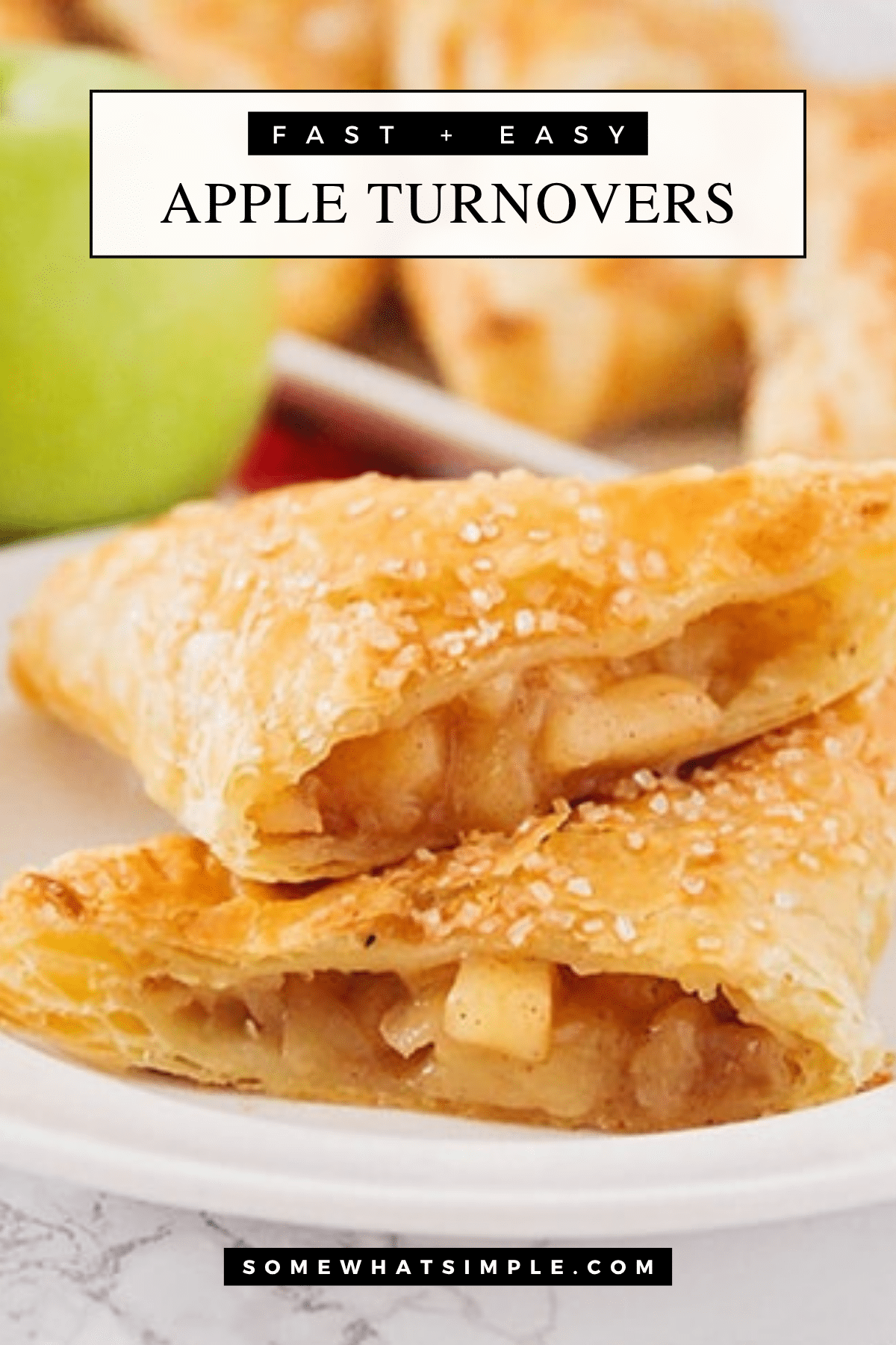 Puff pastry apple turnovers filled with cinnamon-spiced apples—this easy apple turnover recipe is quick to make and always a crowd favorite. via @somewhatsimple