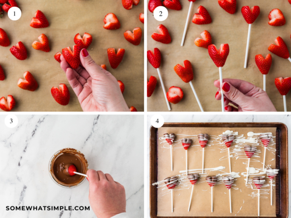 how to make chocolate strawberry heart pops