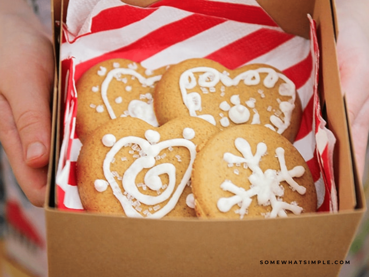 holiday cookies in a gift box
