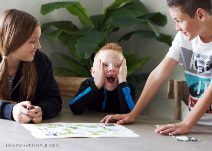 mason having fun at family game night