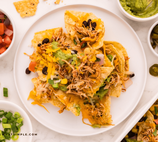 Game Day Loaded Nachos on a white plate