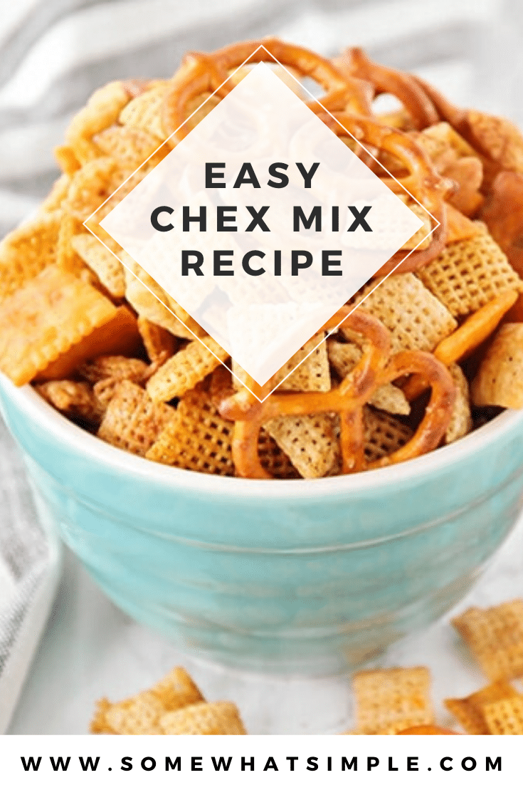 This homemade original Chex mix recipe is a classic snack that's quick and easy to make! It's both addicting and delicious... don't say I didn't warn you! via @somewhatsimple