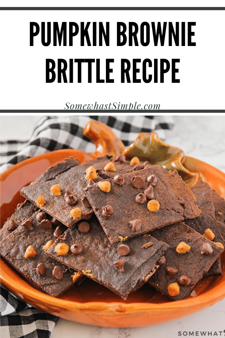 Pumpkin brownie brittle is an easy fall dessert recipe that will satisfy your sweet tooth. The rich chocolate flavor with a crisp cookie crunch is simply irresistible. #pumpkinbrittle #pumpkindessertidea #pumpkinbrittlerecipe #homemadebrowniebrittle #pumpkinspicebrowniebrittle via @somewhatsimple