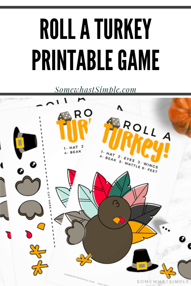 This Roll a Turkey Game is so easy to prepare and play. Play it casually, or raise the stakes to make it a fun family game for all ages! This printable game is perfect for players of all ages! #rollaturkey #rollaturkeygame #rollaturkeydicegame #rollaturkeydicegameprintable via @somewhatsimple