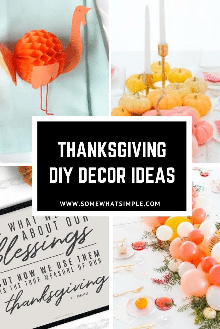 Warm up your home this holiday season with some fun DIY Thanksgiving Decorations. From decorating your table, to ideas for the outside and inside of your house. Here are 10 favorite ideas to help get you started! via @somewhatsimple