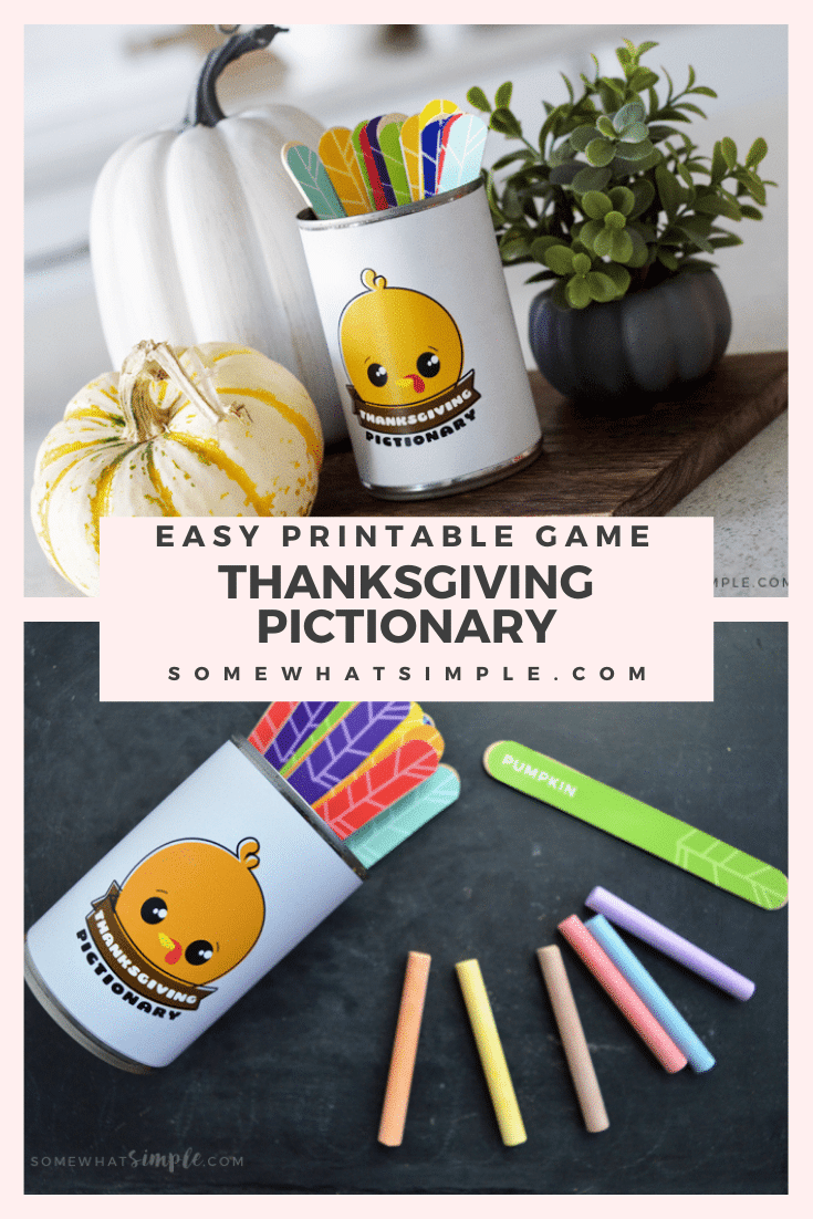 Thanksgiving Pictionary Game FREE Printable Somewhat Simple