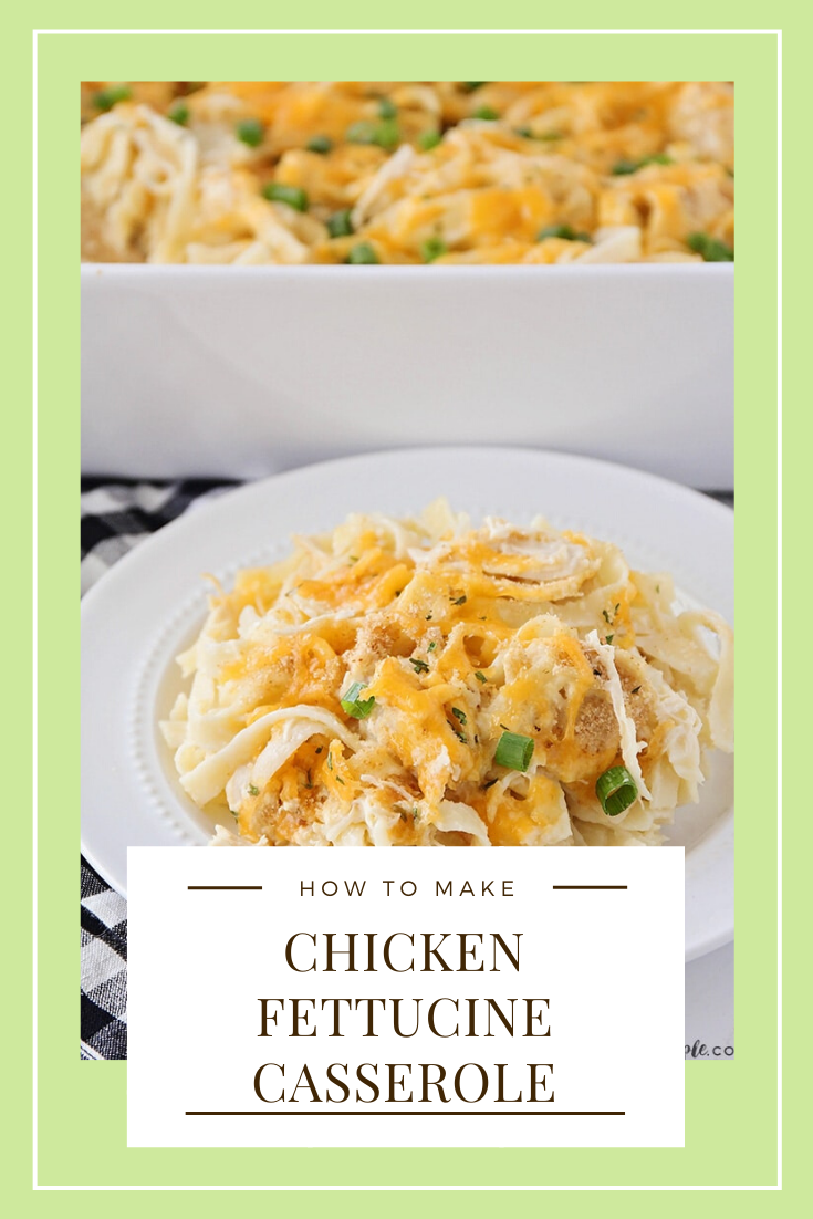 This chicken tetrazzini recipe is an easy family dinner that tastes delicious!  This simple fettuccine casserole recipe is easy to make and perfect for those nights when you need an easy dinner idea. #chickentetrazzini #chickentetrazzinirecipe #easychickentetrazzini #chickenfettucine #chickenfettucinecasserole #howtomakechickentetrazzini #freezermeal via @somewhatsimple