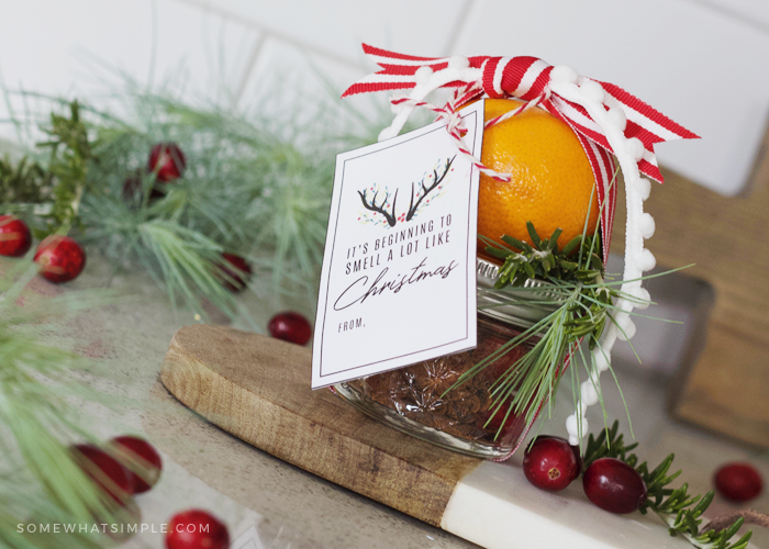 stovetop potpourri wrapped as a neighbor gift