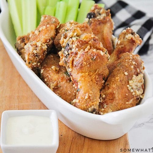 Baked Garlic Parmesan Chicken Wings | Somewhat Simple