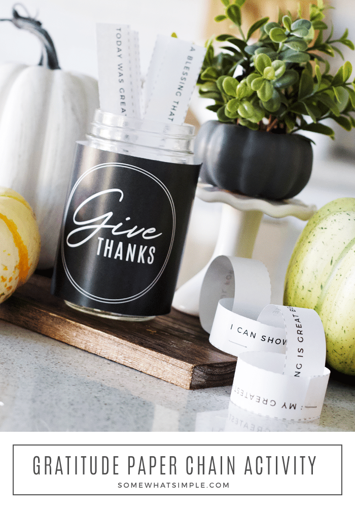 This adorable gratitude jar will provide you with creative prompts that will help cultivate an attitude of gratitude. This fun activity is a fun way to remember to be thankful.#gratitudejar #gratitudejarprompts #freeprintable #gratitudejarideas #thanksgivingactivities #thankfuljar via @somewhatsimple