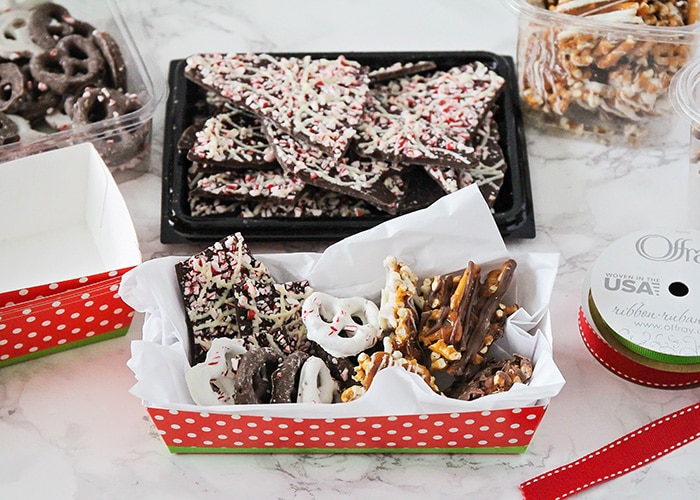 treats inside a christmas gift basket