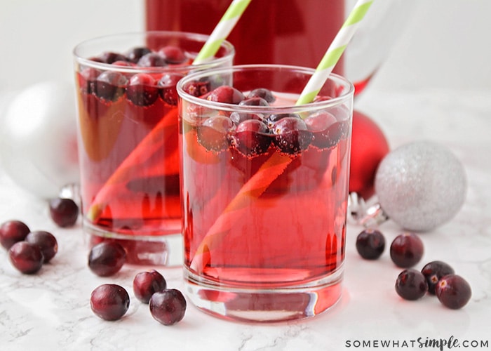 Non Alcoholic Holiday Punch with fresh cranberries