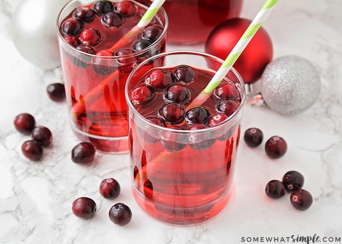 2 glasses of an Easy Christmas Punch Recipe