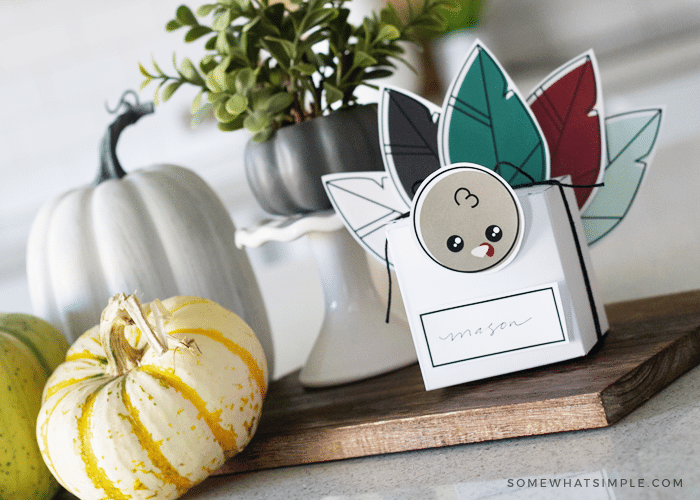 make your own fall thanksgiving turkey favor box place setting free printable