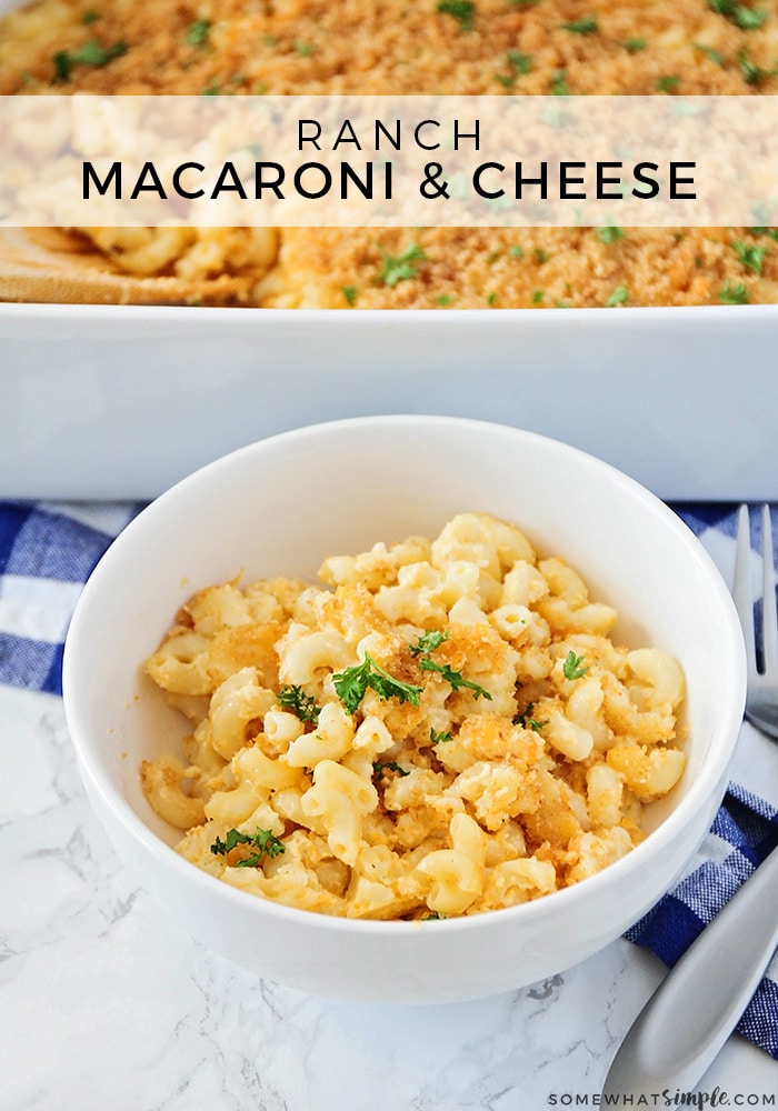 Baked macaroni and cheese is tasty twist on a classic comfort food recipe!  Tender macaroni, topped with your favorite cheese and bread crumbs will quickly become a family favorite. #bakedmacaroniandcheese #easybakedmacaroniandcheese #bakedmacaroniandcheeserecipe #macaroniandcheese #howtobakemacaroniandcheese via @somewhatsimple