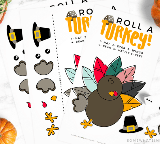 thanksgiving roll a turkey fun activity dice game printable