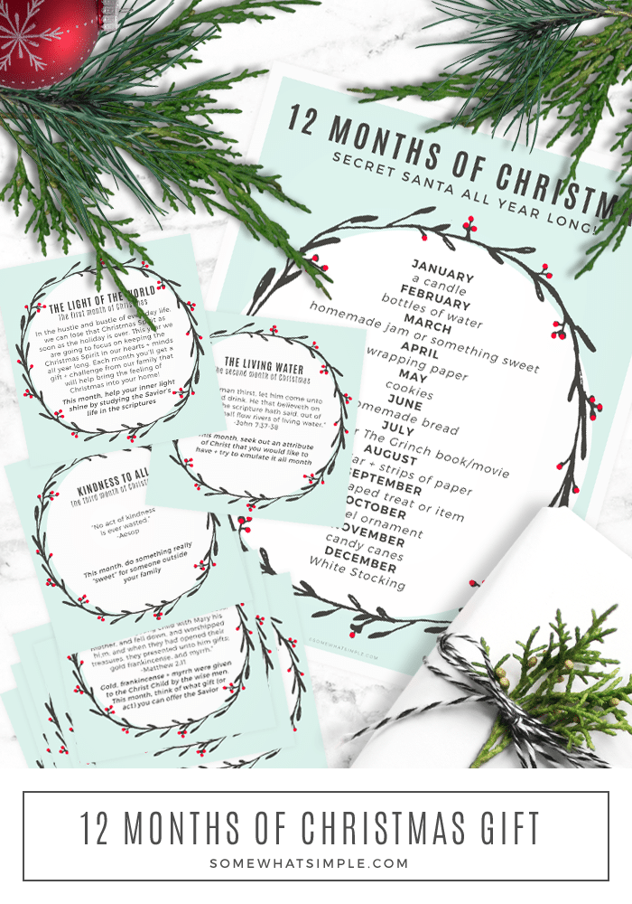 12 months of christmas gift idea printable all year long giving service