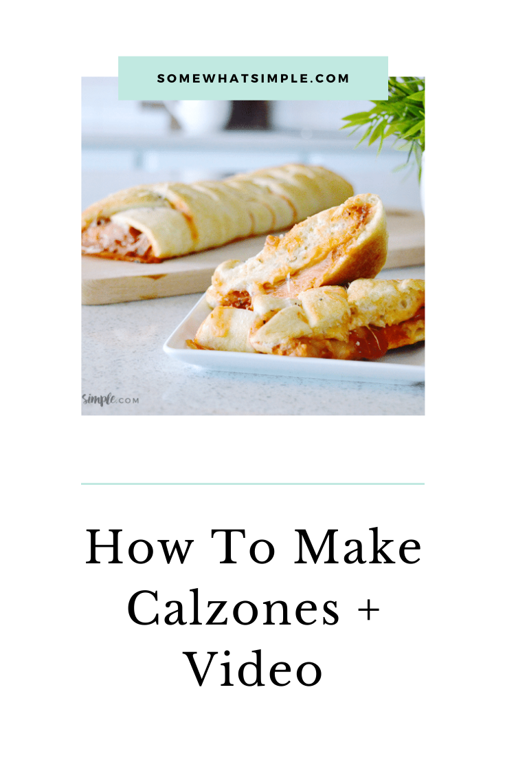 This Easy Calzones Recipe will take your favorite pizza and wrap it into something super tasty and impressive! Making calzones has never been so simple! #pizza #calzone #recipe #dinner #easy #homemadecalzones #easycalzonerecipe #howtomakeacalzone #video via @somewhatsimple