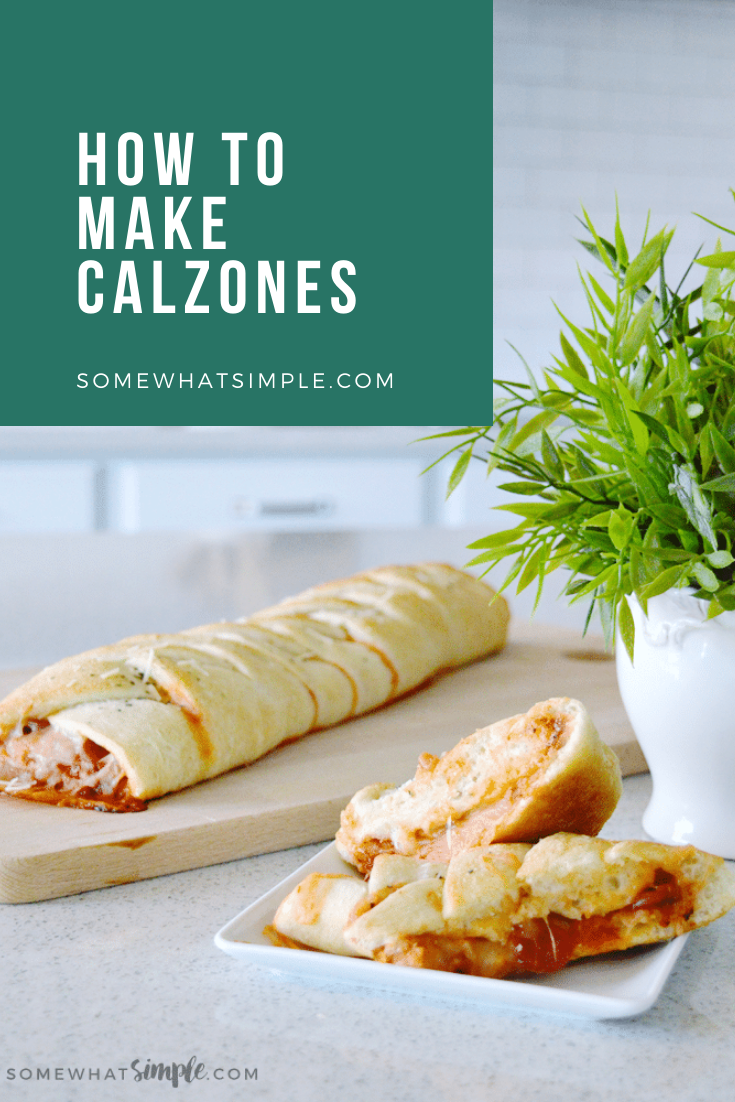 This Easy Calzones Recipe will take your favorite pizza and wrap it into something super tasty and impressive! Making calzones has never been so simple! #pizza #calzone #recipe #dinner #easy #homemadecalzones #easycalzonerecipe #howtomakeacalzone #video via @somewhatsimple