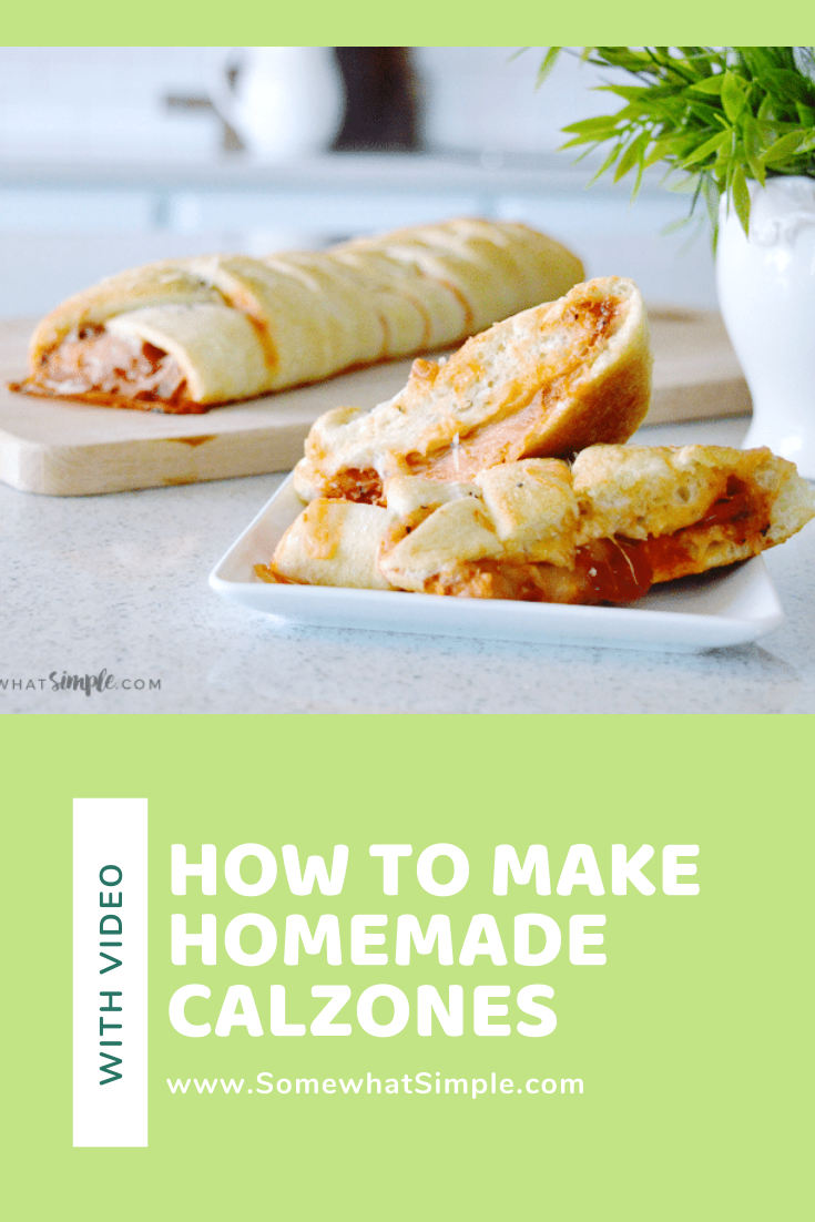 This Easy Calzones Recipe will take your favorite pizza and wrap it into something super tasty and impressive! Making calzones has never been so simple! #pizza #calzone #recipe #dinner #easy #homemadecalzones #easycalzonerecipe #howtomakeacalzone #video via @somewhatsimple