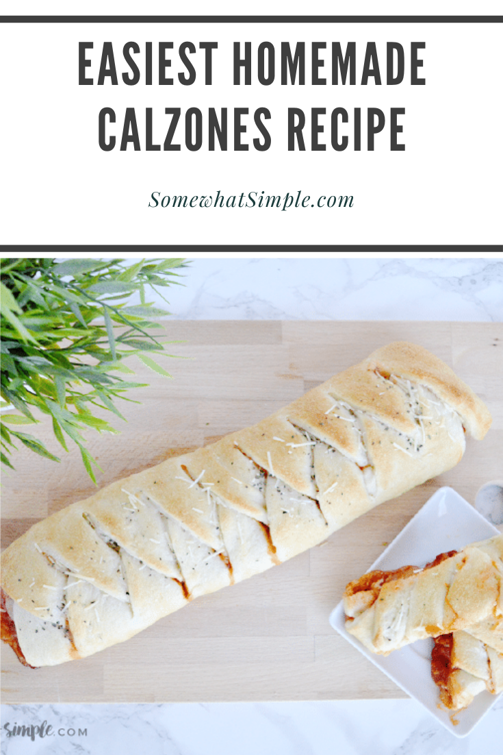 This Easy Calzones Recipe will take your favorite pizza and wrap it into something super tasty and impressive! Making calzones has never been so simple! #pizza #calzone #recipe #dinner #easy #homemadecalzones #easycalzonerecipe #howtomakeacalzone #video via @somewhatsimple