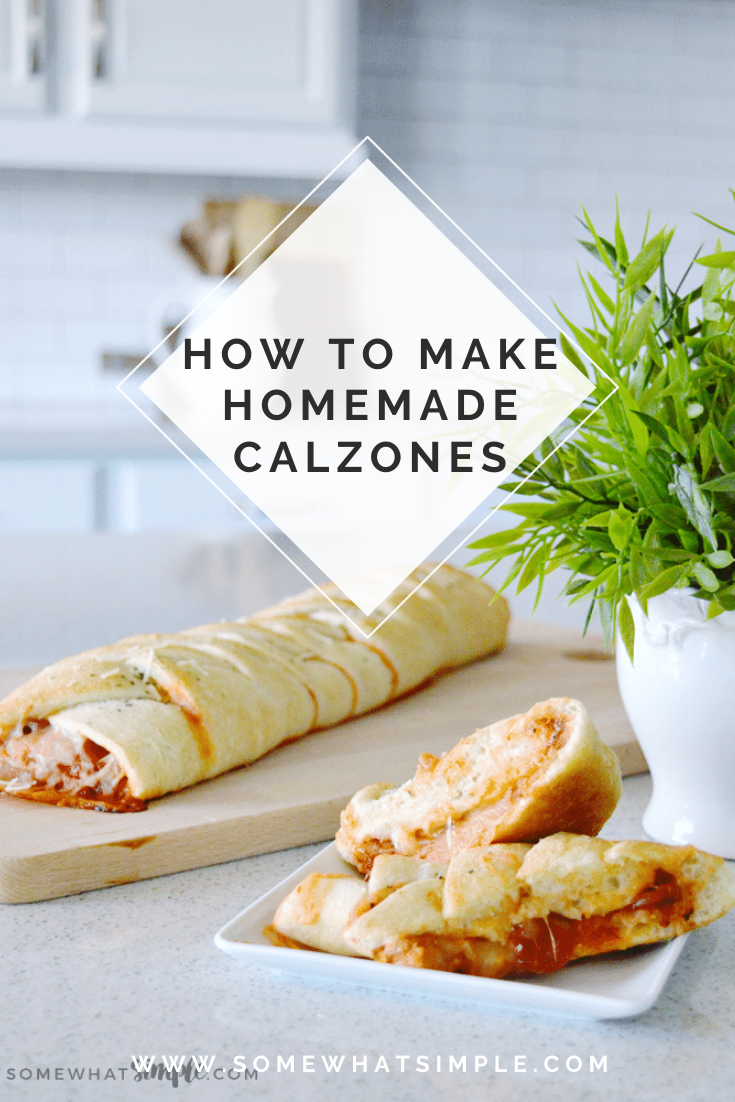 This Easy Calzones Recipe will take your favorite pizza and wrap it into something super tasty and impressive! Making calzones has never been so simple! #pizza #calzone #recipe #dinner #easy #homemadecalzones #easycalzonerecipe #howtomakeacalzone #video via @somewhatsimple