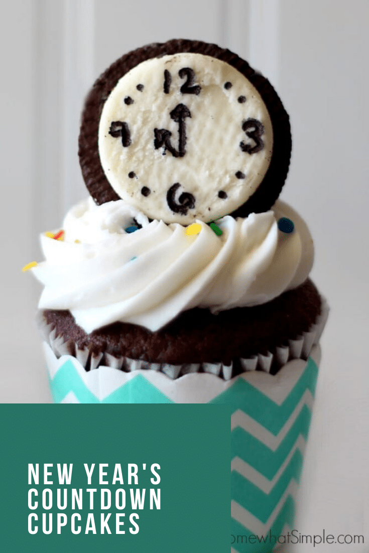 These new year's eve countdown cupcakes are a festive way to ring in the new year.  Made with everyone's favorite Oreo cookies, your party guests will absolutely love these cupcakes! These are the perfect dessert to serve on New Year's Eve. via @somewhatsimple