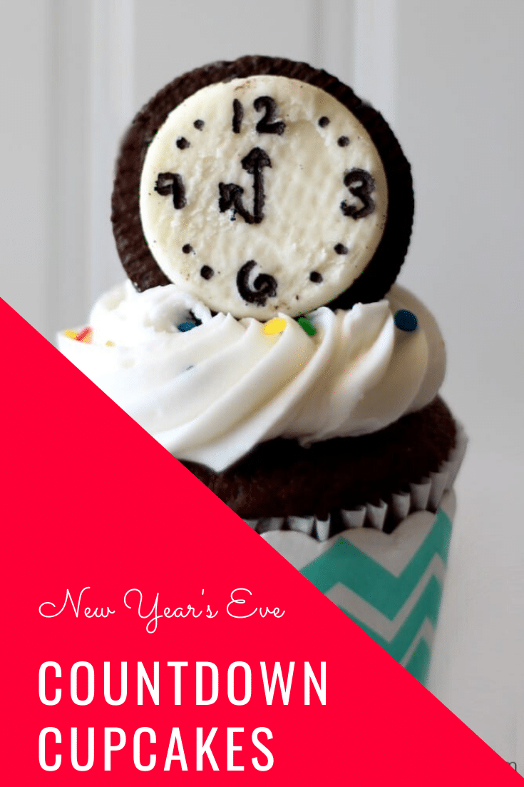 These new year's eve countdown cupcakes are a festive way to ring in the new year.  Made with everyone's favorite Oreo cookies, your party guests will absolutely love these cupcakes! These are the perfect dessert to serve on New Year's Eve. via @somewhatsimple