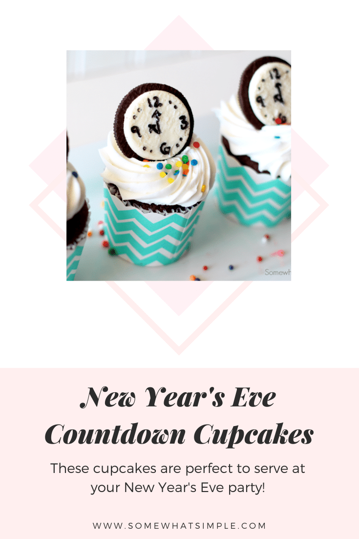 These new year's eve countdown cupcakes are a festive way to ring in the new year.  Made with everyone's favorite Oreo cookies, your party guests will absolutely love these cupcakes! These are the perfect dessert to serve on New Year's Eve. via @somewhatsimple