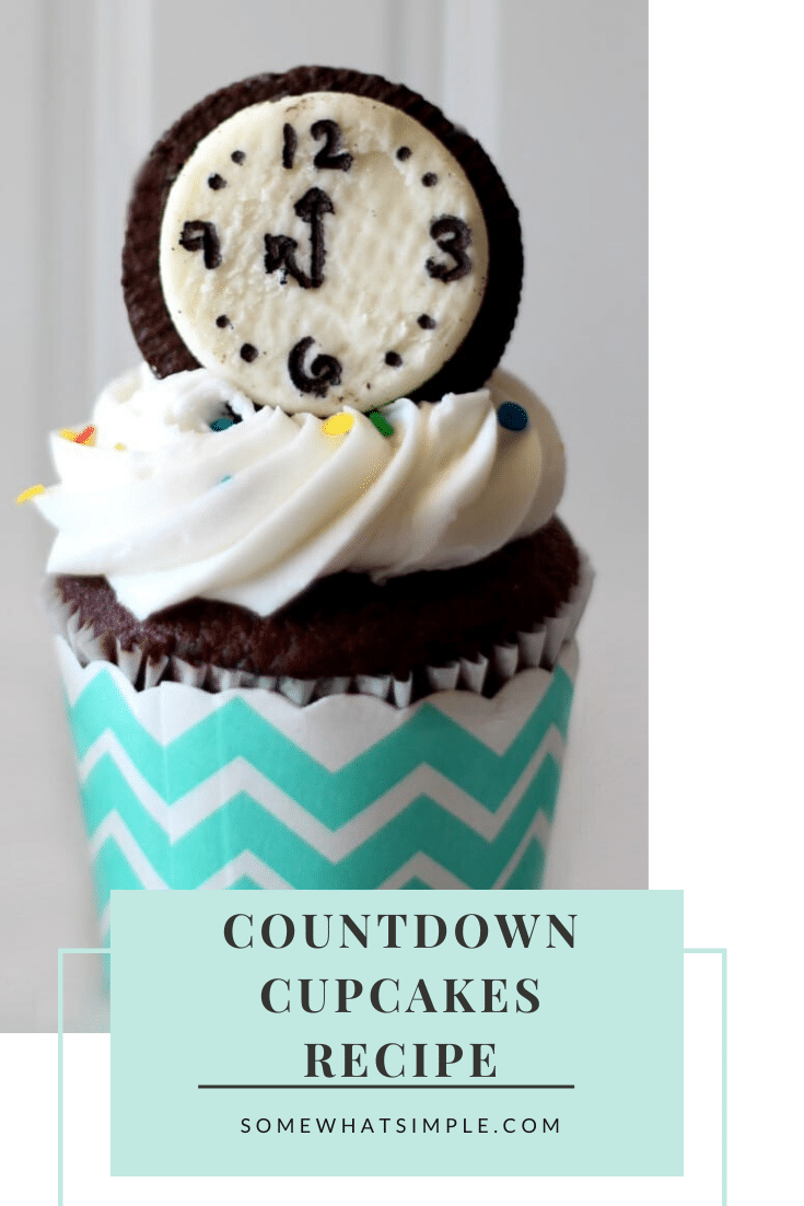 These new year's eve countdown cupcakes are a festive way to ring in the new year.  Made with everyone's favorite Oreo cookies, your party guests will absolutely love these cupcakes! These are the perfect dessert to serve on New Year's Eve. via @somewhatsimple